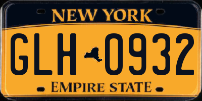 NY license plate GLH0932