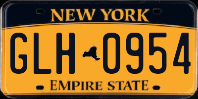NY license plate GLH0954