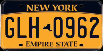 NY license plate GLH0962