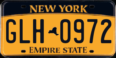 NY license plate GLH0972