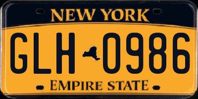 NY license plate GLH0986