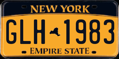 NY license plate GLH1983