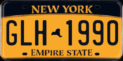 NY license plate GLH1990