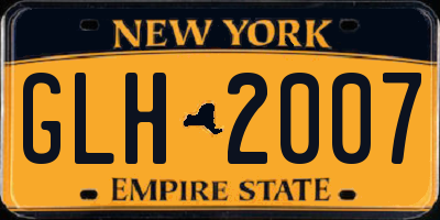 NY license plate GLH2007