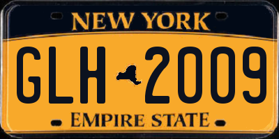NY license plate GLH2009