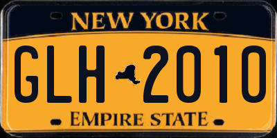 NY license plate GLH2010
