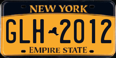 NY license plate GLH2012