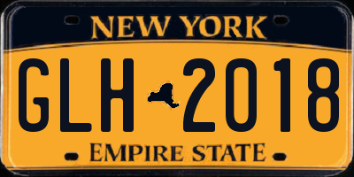 NY license plate GLH2018