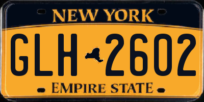 NY license plate GLH2602