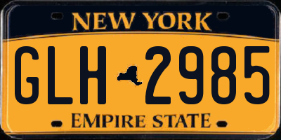 NY license plate GLH2985