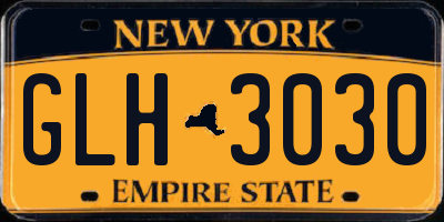 NY license plate GLH3030
