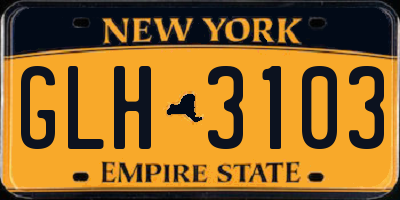 NY license plate GLH3103