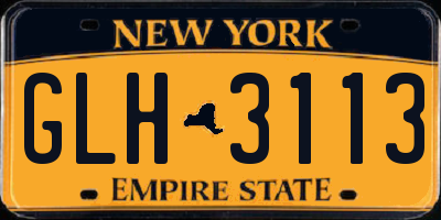 NY license plate GLH3113