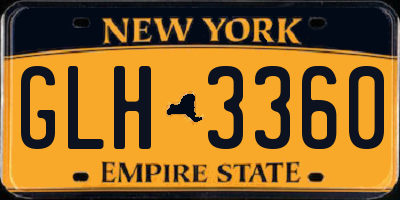 NY license plate GLH3360