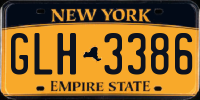 NY license plate GLH3386