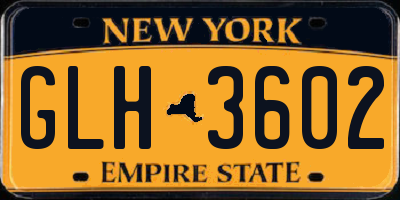 NY license plate GLH3602