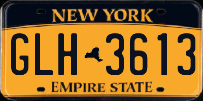 NY license plate GLH3613