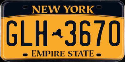 NY license plate GLH3670