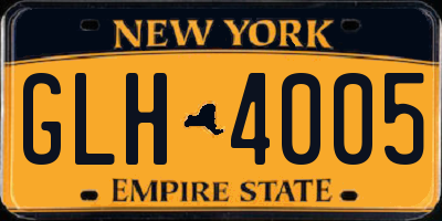 NY license plate GLH4005
