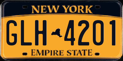 NY license plate GLH4201