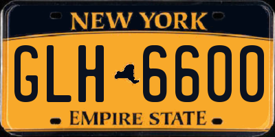 NY license plate GLH6600
