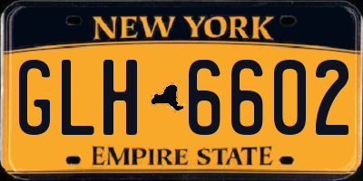 NY license plate GLH6602