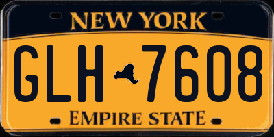 NY license plate GLH7608