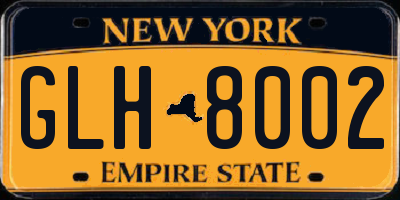NY license plate GLH8002