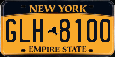 NY license plate GLH8100