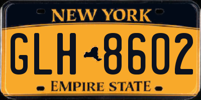 NY license plate GLH8602