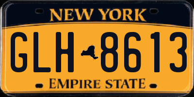 NY license plate GLH8613