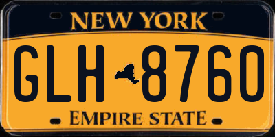 NY license plate GLH8760