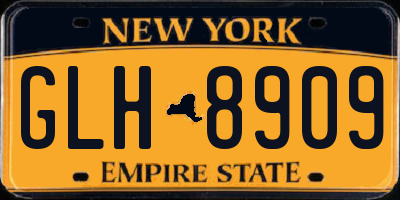 NY license plate GLH8909