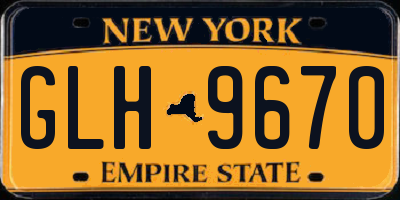 NY license plate GLH9670
