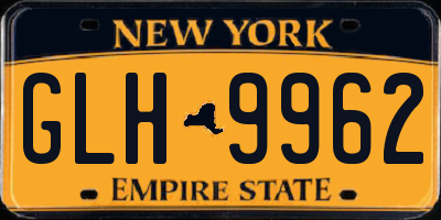 NY license plate GLH9962