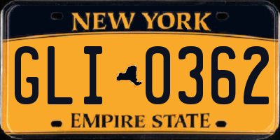 NY license plate GLI0362