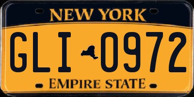 NY license plate GLI0972