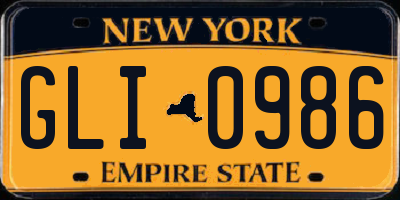 NY license plate GLI0986