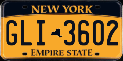 NY license plate GLI3602