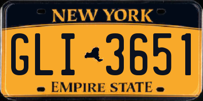NY license plate GLI3651