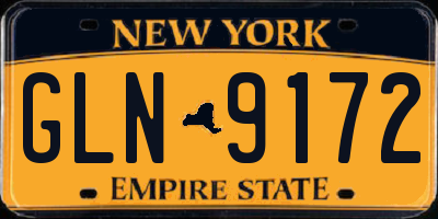 NY license plate GLN9172