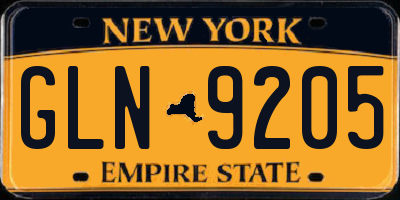 NY license plate GLN9205