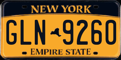 NY license plate GLN9260