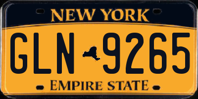 NY license plate GLN9265