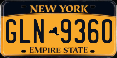 NY license plate GLN9360