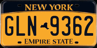 NY license plate GLN9362