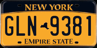 NY license plate GLN9381