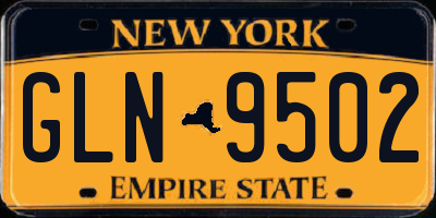 NY license plate GLN9502