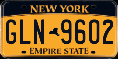 NY license plate GLN9602