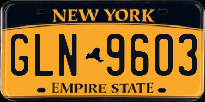 NY license plate GLN9603